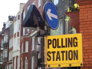 Polling station sign
