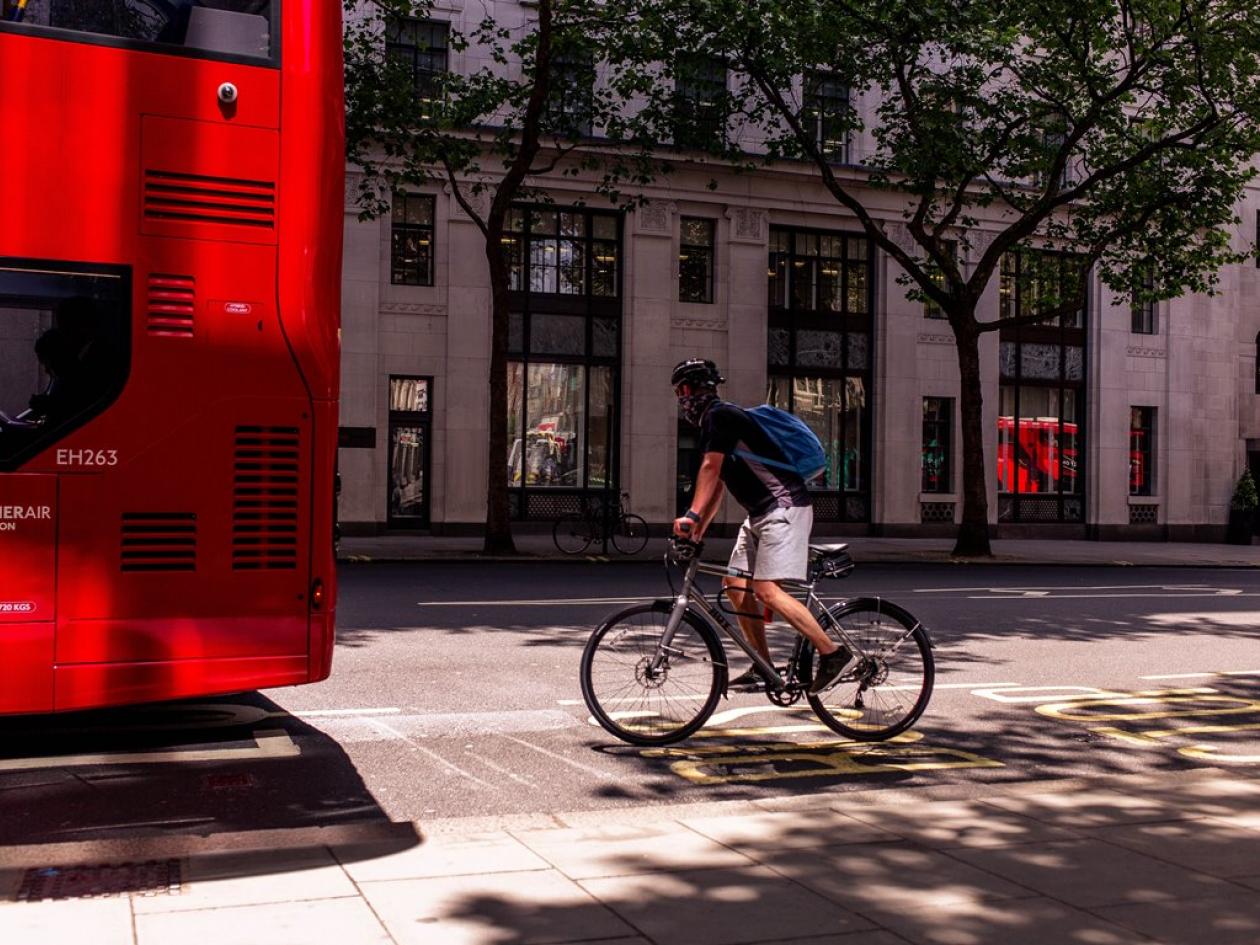 a cyclist on a London street