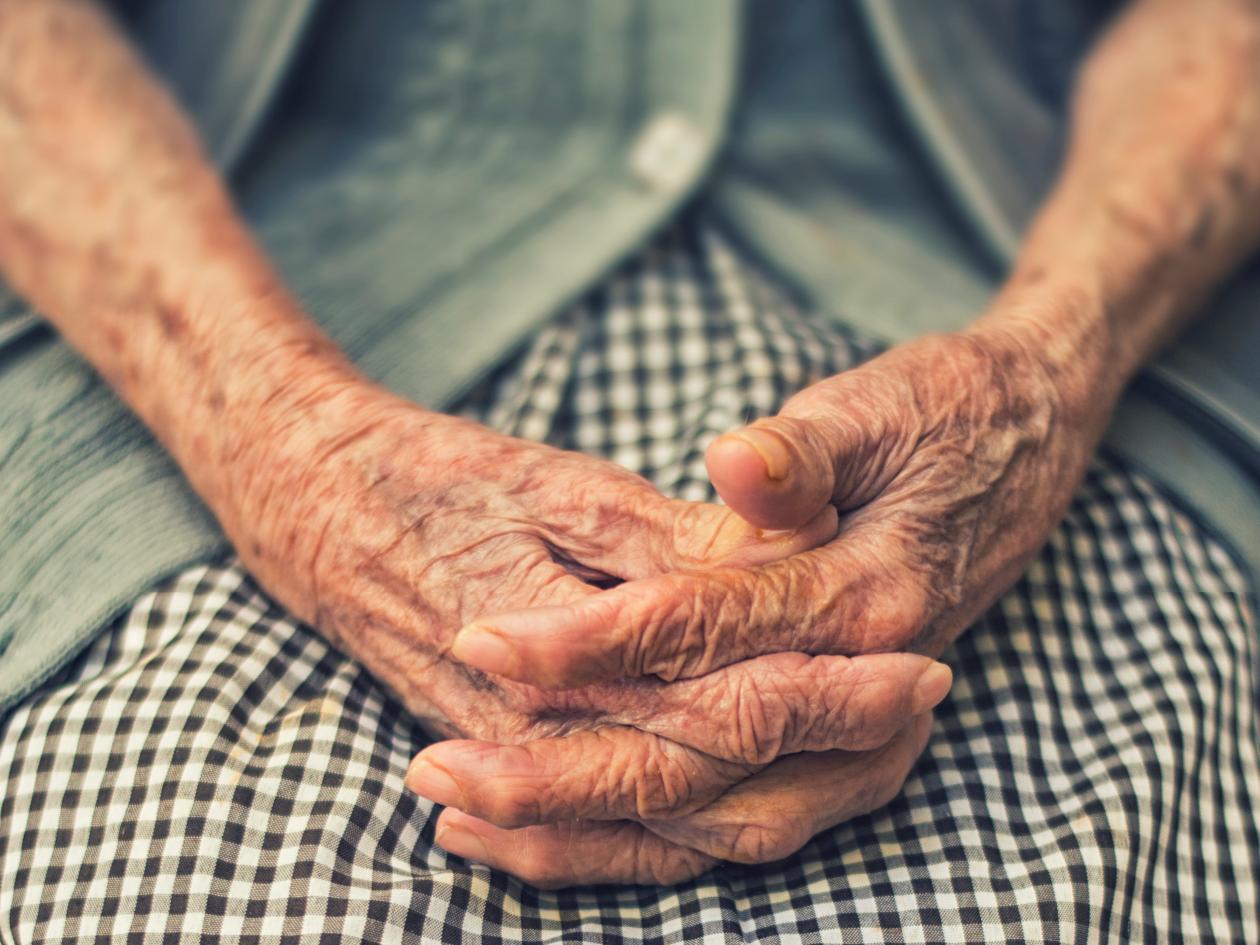 an older person's hands