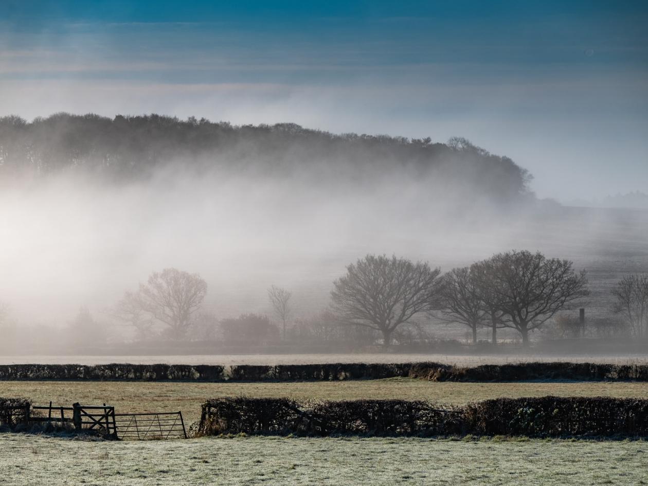 Foggy morning and sunrise