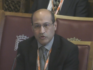 Raj Patel speaking in a committee room in the House of Lords