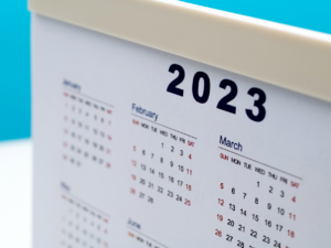 Photo of calendar showing the year 2023