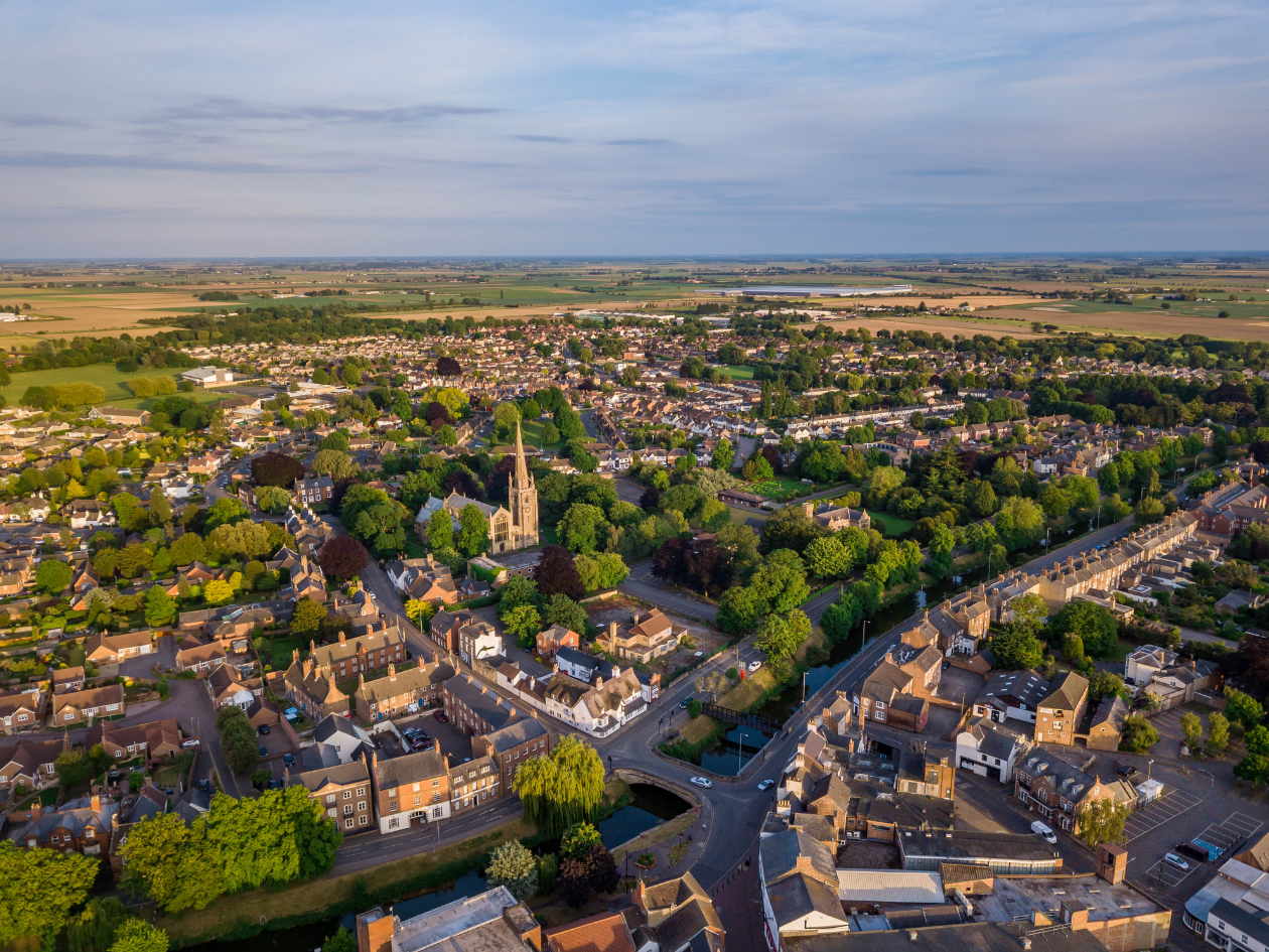 Ariel view of a UK town